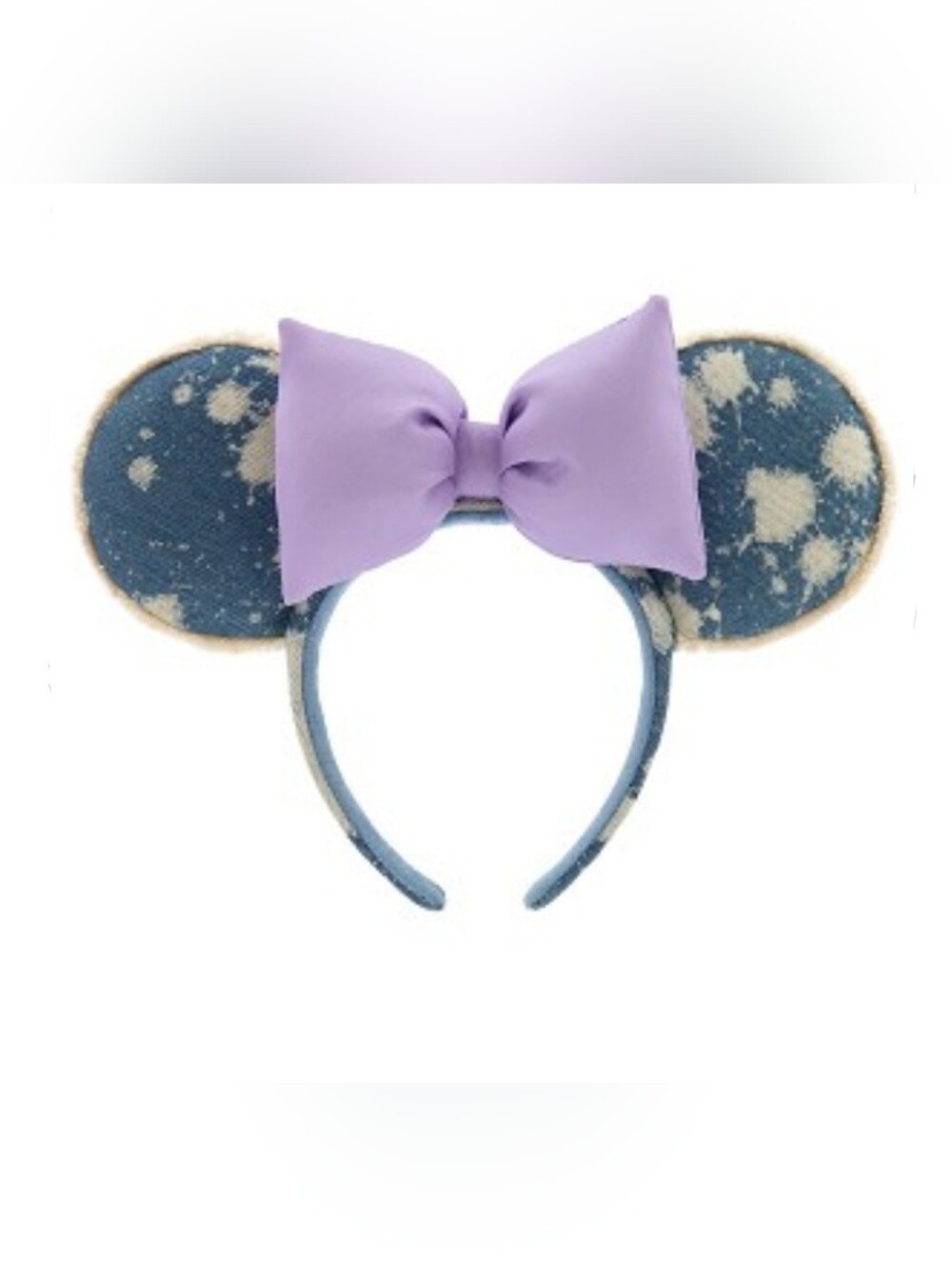 Disney Parks Denim Bleach Purple Bow Minnie Mouse Ears